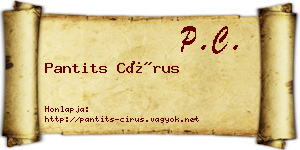 Pantits Círus névjegykártya
